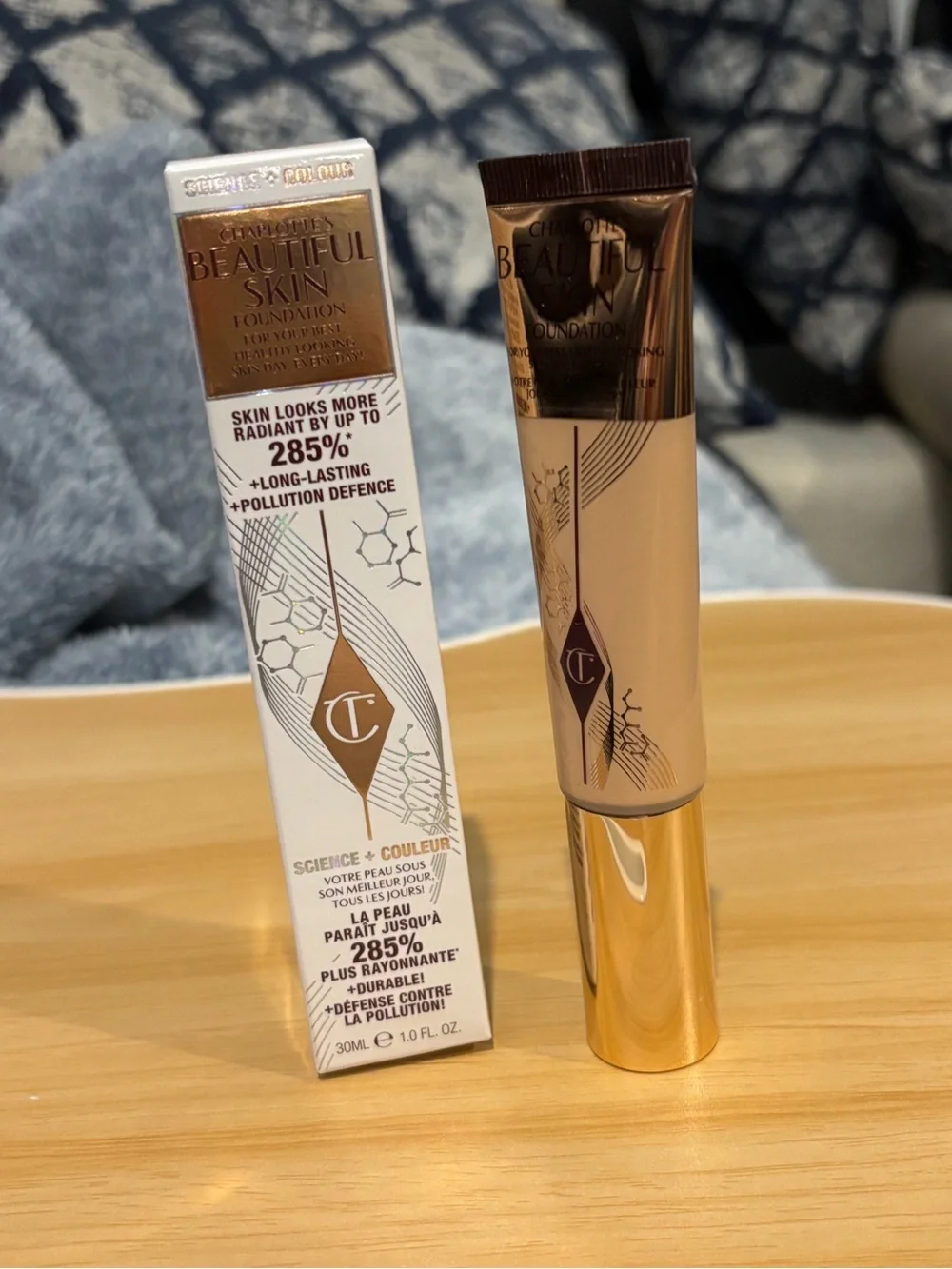 Charlotte Tilbury Beautiful Skin Foundation - Warm Beige Tube with Rose Gold Cap